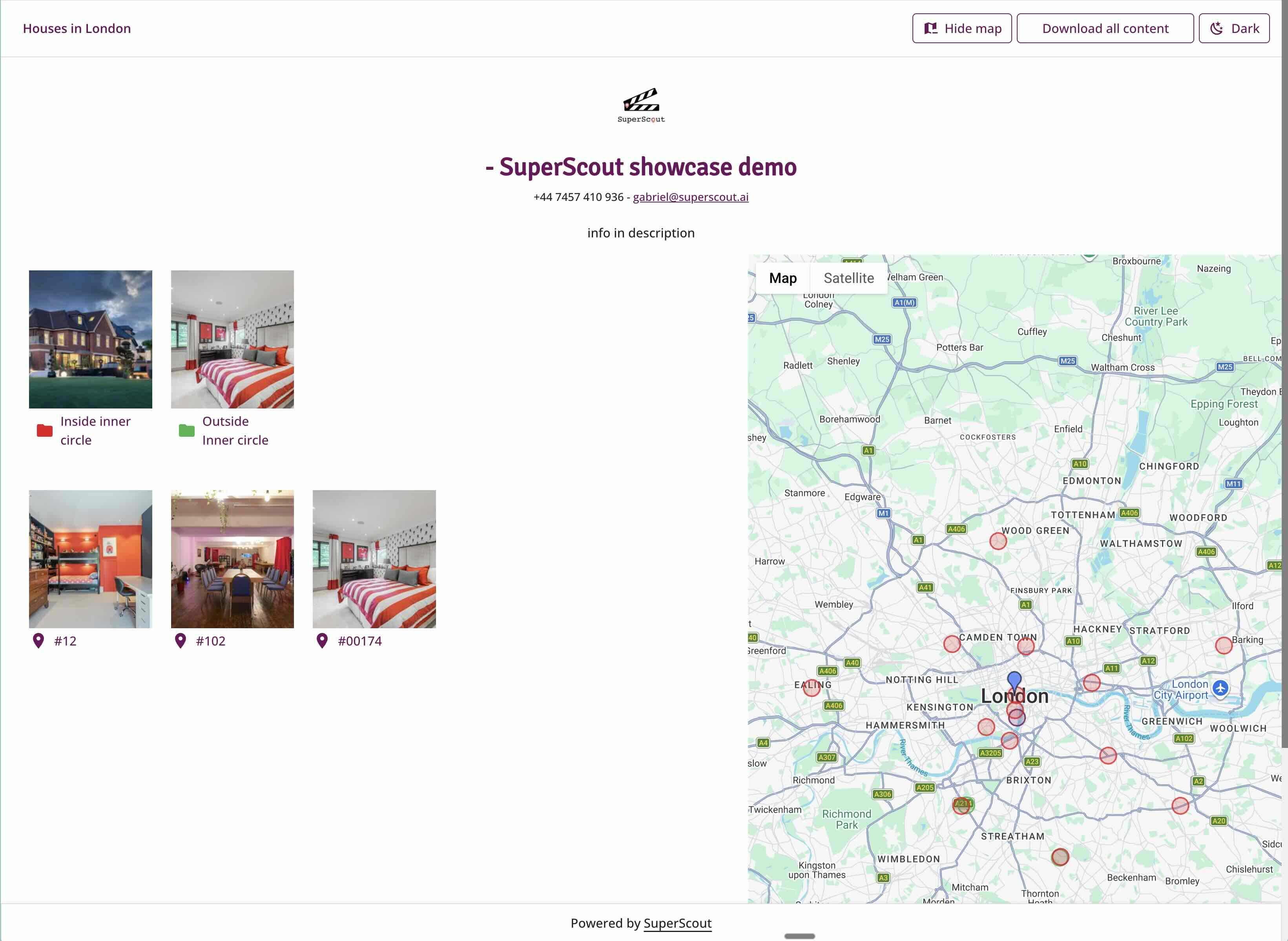 SuperScout share link view — control exactly which locations your clients see